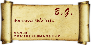 Borsova Génia névjegykártya